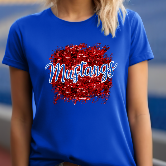 Mustangs Sequin Red Dtf