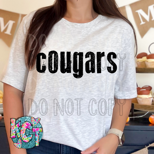 Cougars Typography Mascot DTF