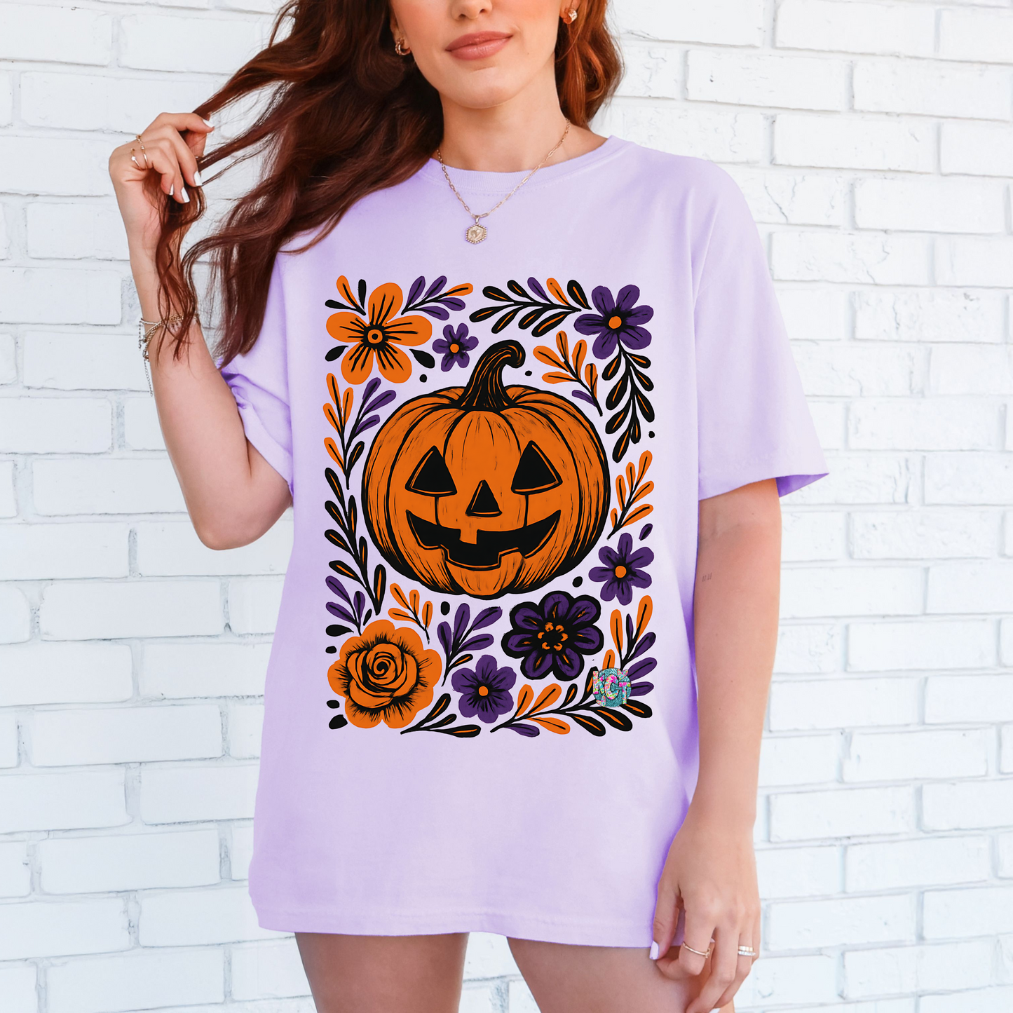 pumpkin with florals DTF