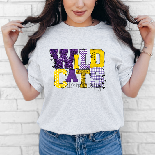 Wildcats Doodle Dtf Purple and Gold