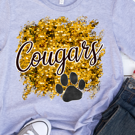 Cougars Sequins Yellow Dtf