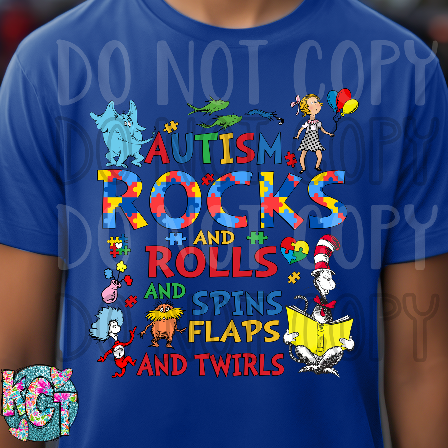 Autism Rocks and Rolls DTF