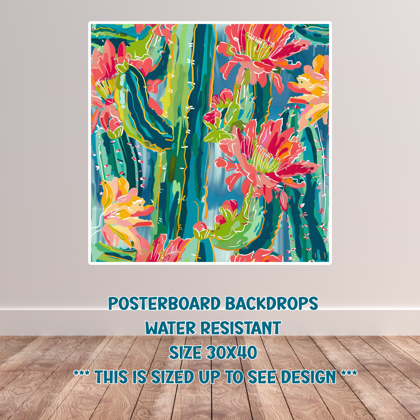 Green Cactus watercolor backdrop