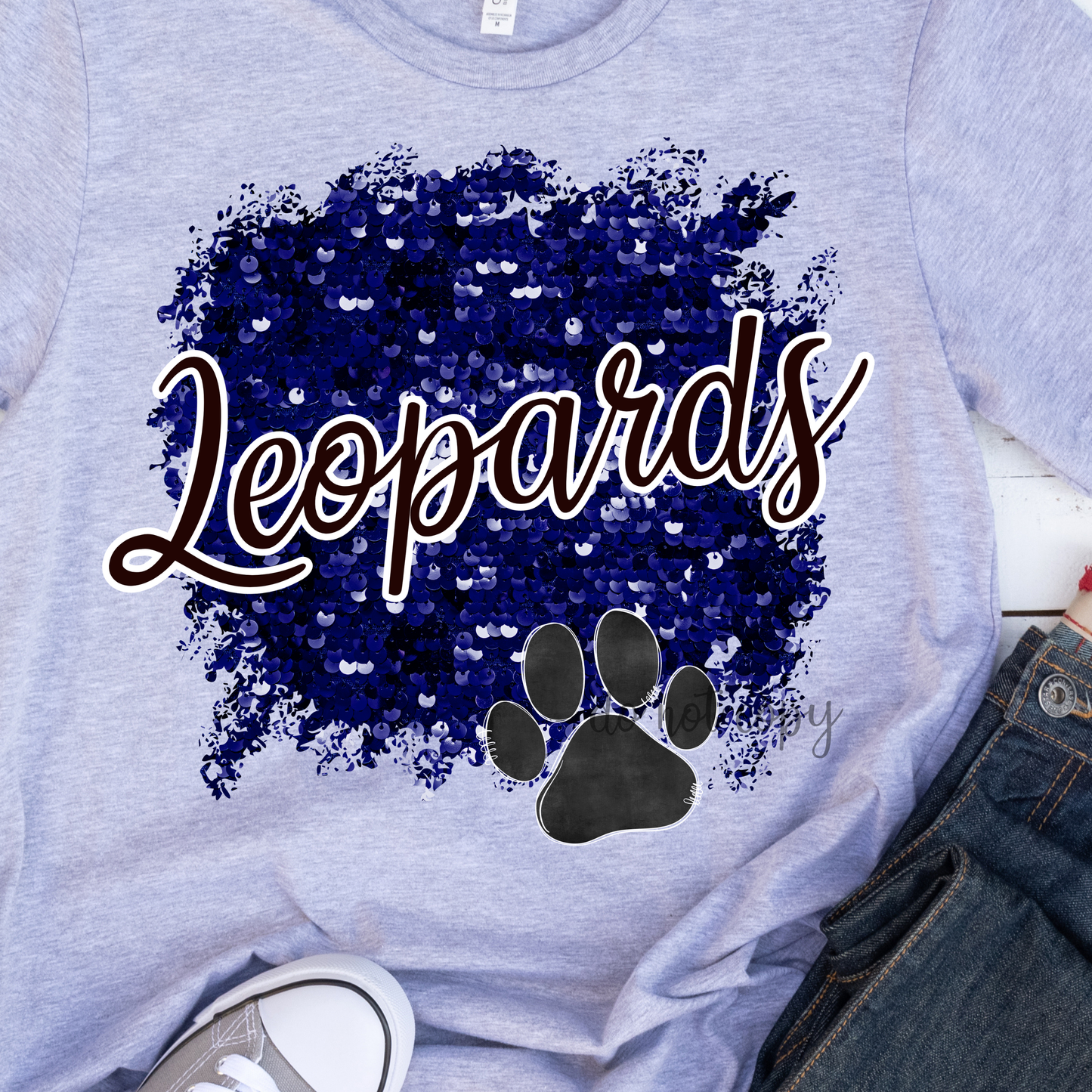 Leopards Sequins Blue Dtf