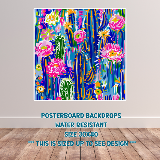 Blue Cactus watercolor backdrop