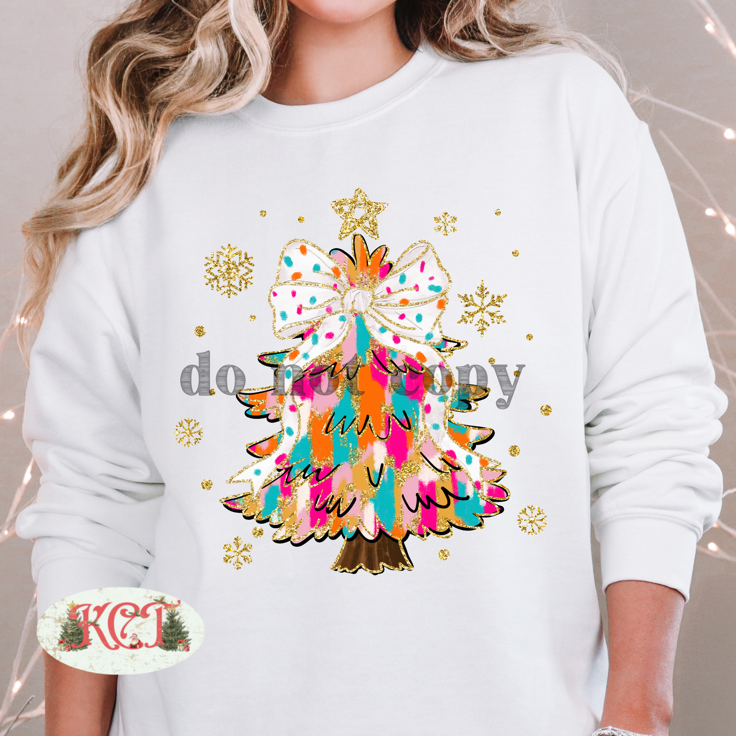 Christmas Tree Multicolor brushstroke DTF