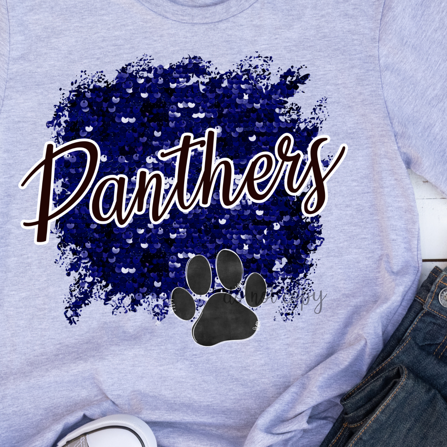 Panthers Sequin Blue Dtf