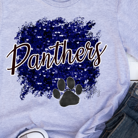 Panthers Sequin Blue Dtf