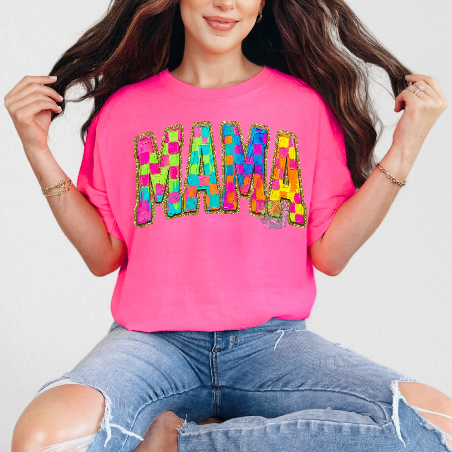 Colorful Checkered Mama DTF