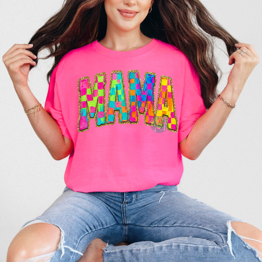 Colorful Checkered Mama DTF