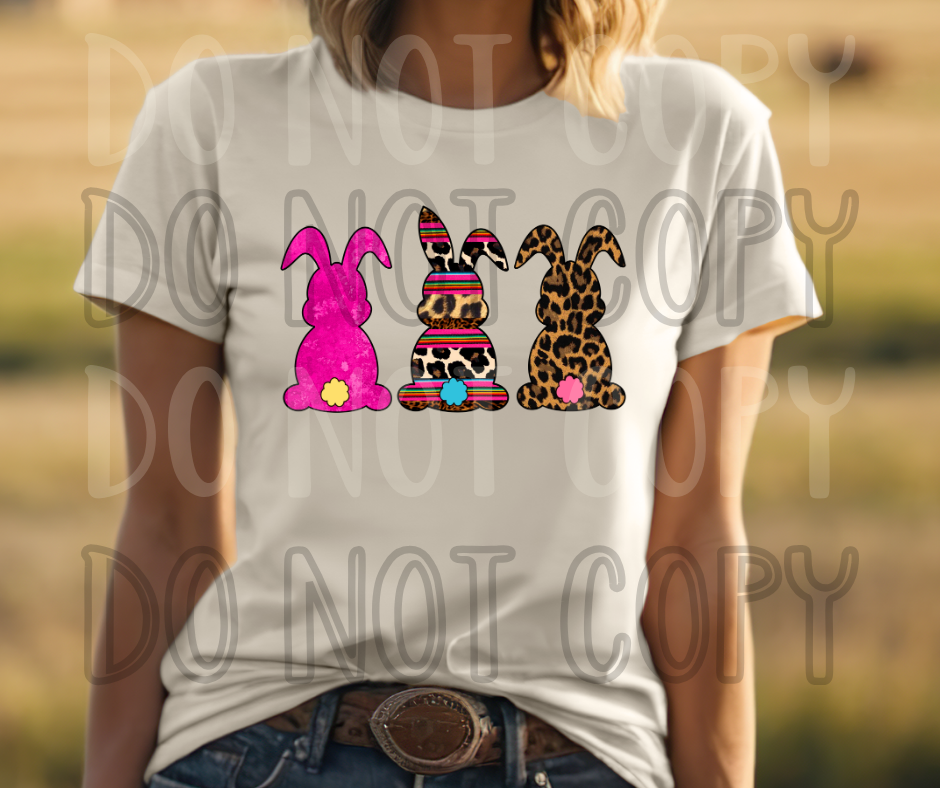 Bunnies, pink, leopard, cowhide Dtf