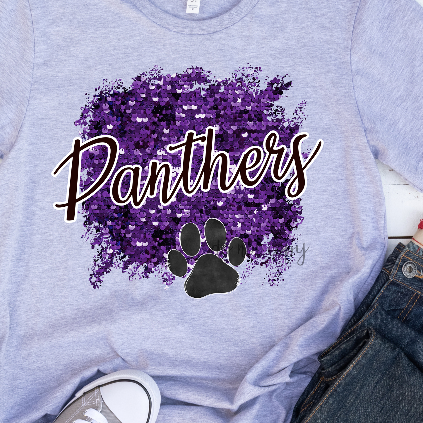Panthers Sequin Purple Dtf