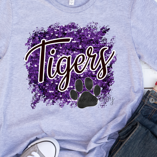 Tigers Purple Sequin Dtf