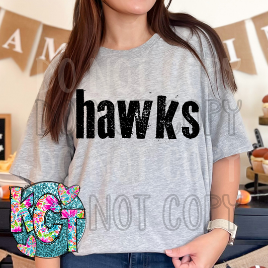 Hawks Typography Mascot DTF