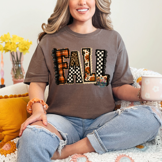 Fall checkered and lace DTF