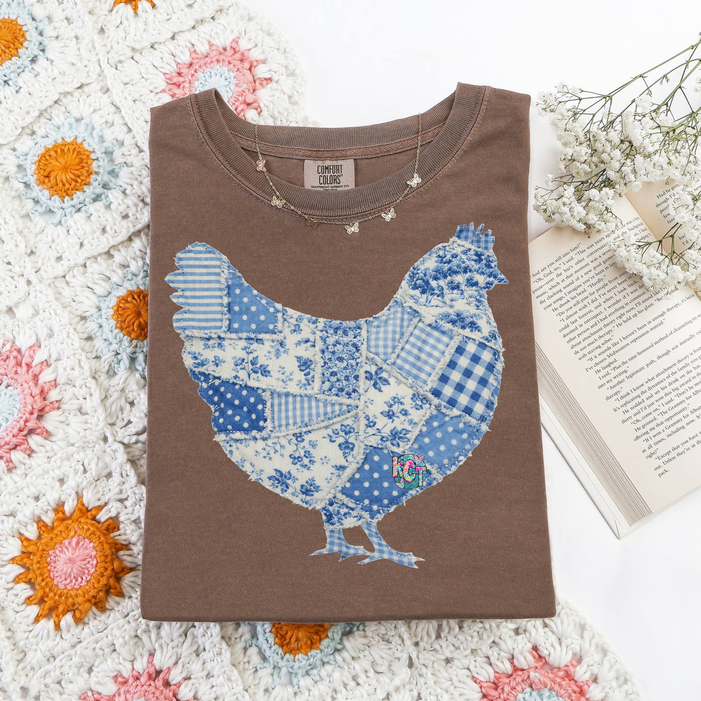 blue patch chicken DTF