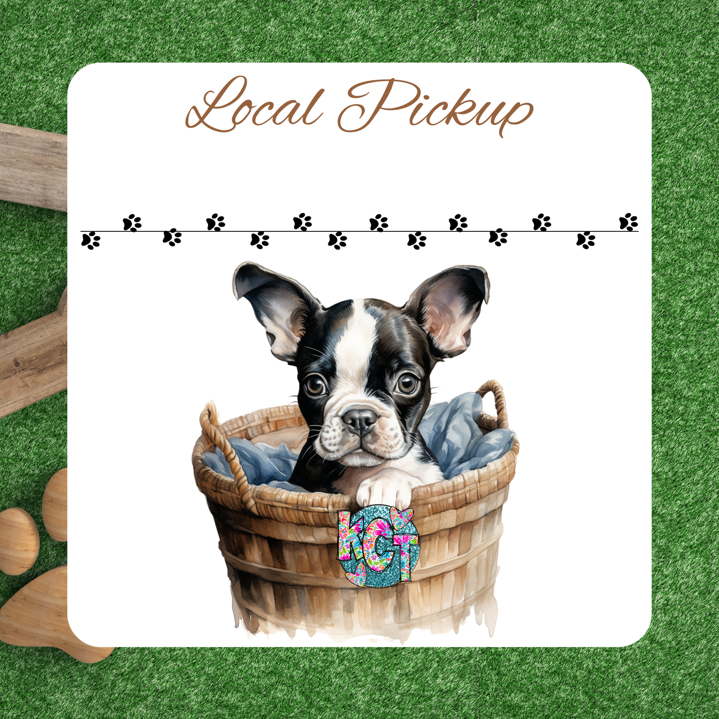 Local Pickup Boston Terrier in basket