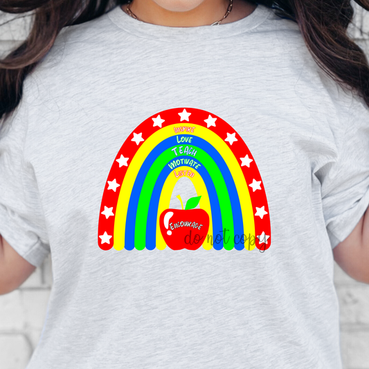 Teacher Bright Rainbow Dtf