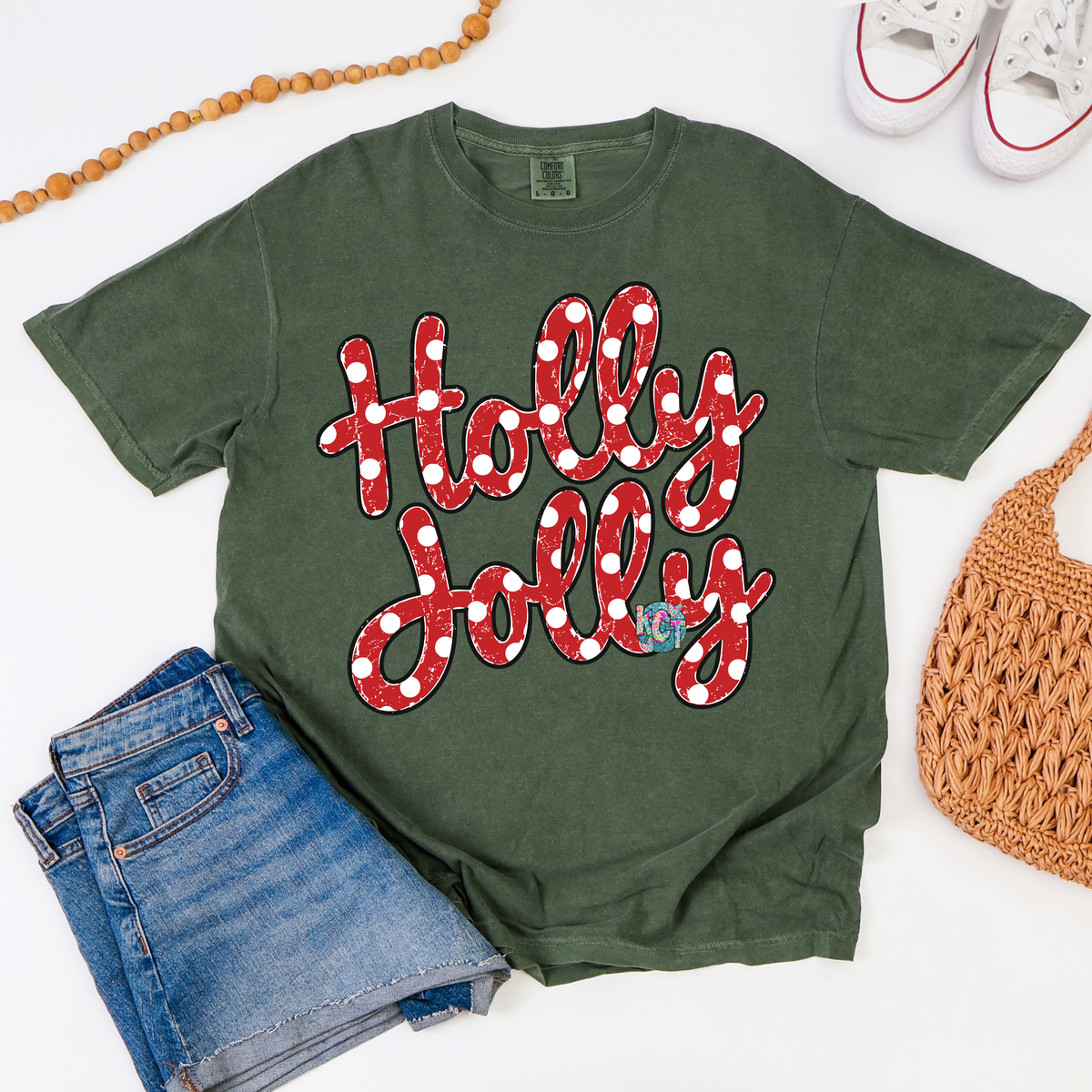 Holly Jolly polka dot DTF