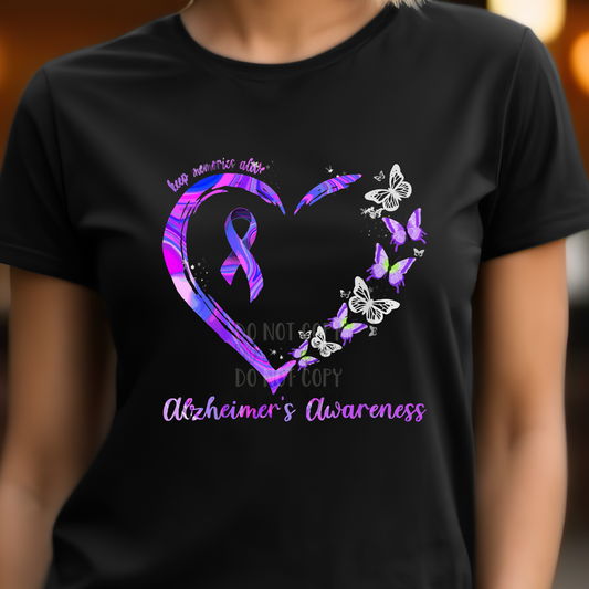 Alzheimer's Awareness heart with Butterflies DTF