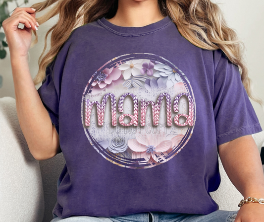 Mama purple and pink floral Dtf