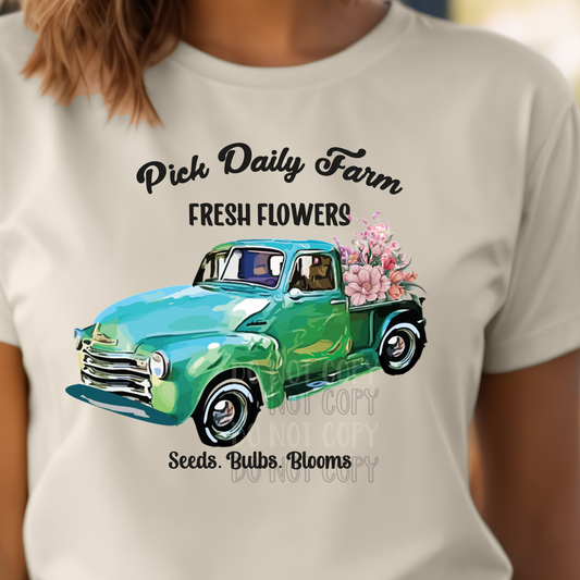 Pick daily farm fresh flowers truck Dtf