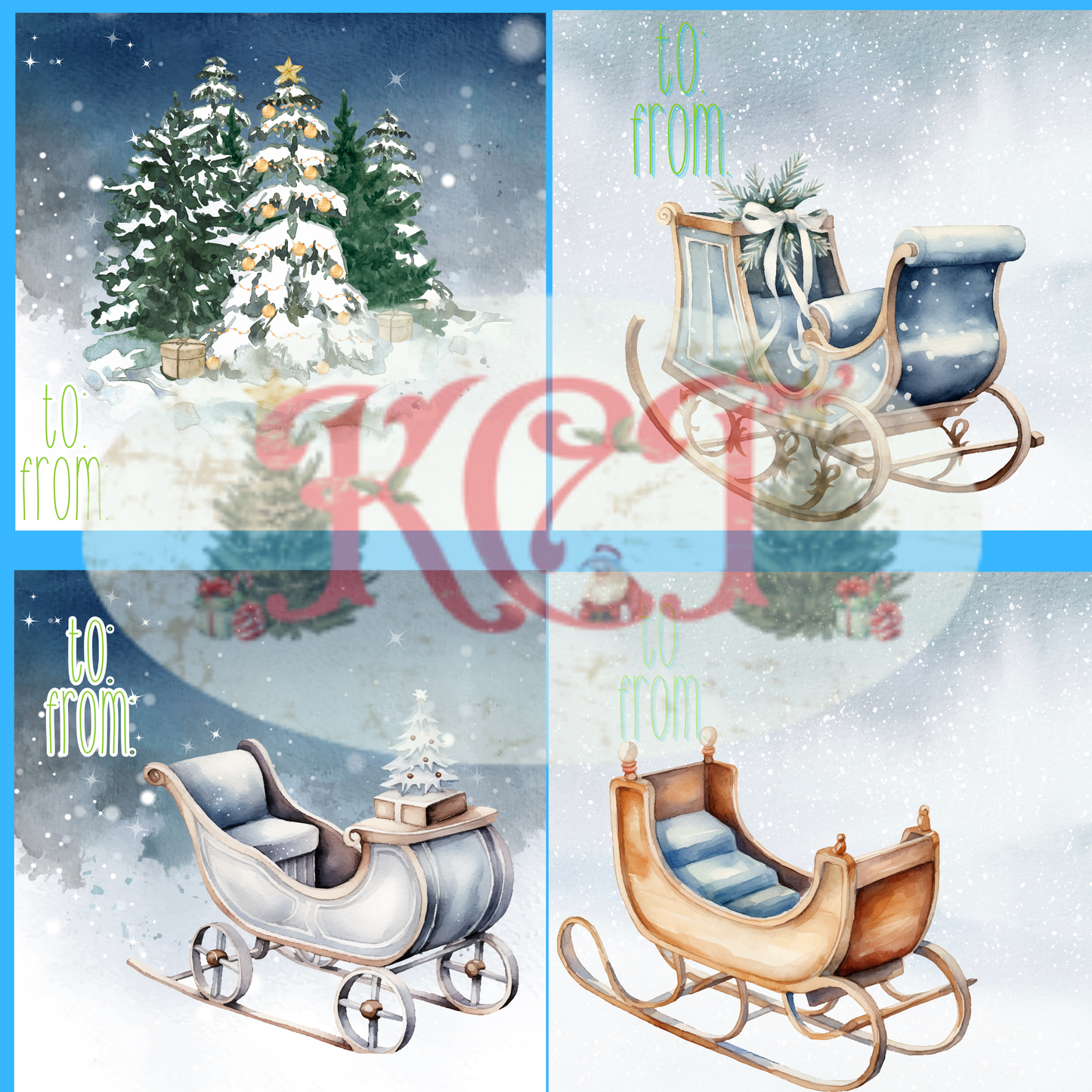 Christmas Sleigh Christmas Labels