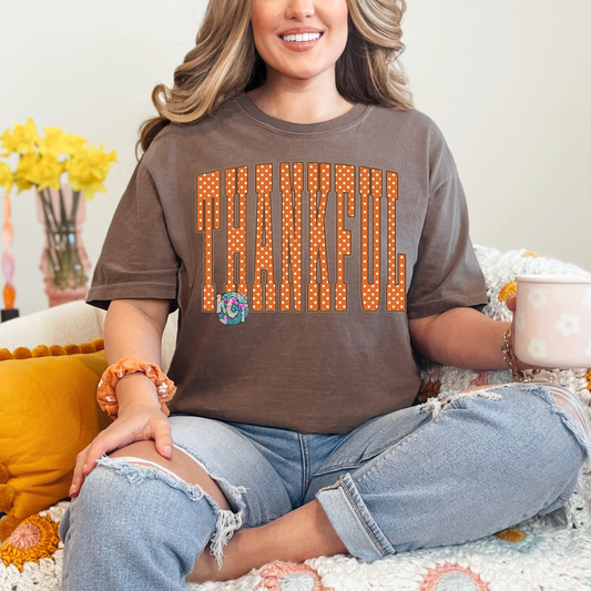 Thankful Orange polka Dot DTF