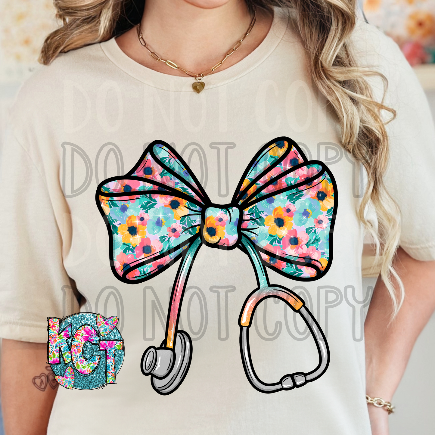 Spring Nurse Floral Bow DTF