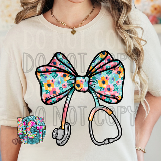 Spring Nurse Floral Bow DTF