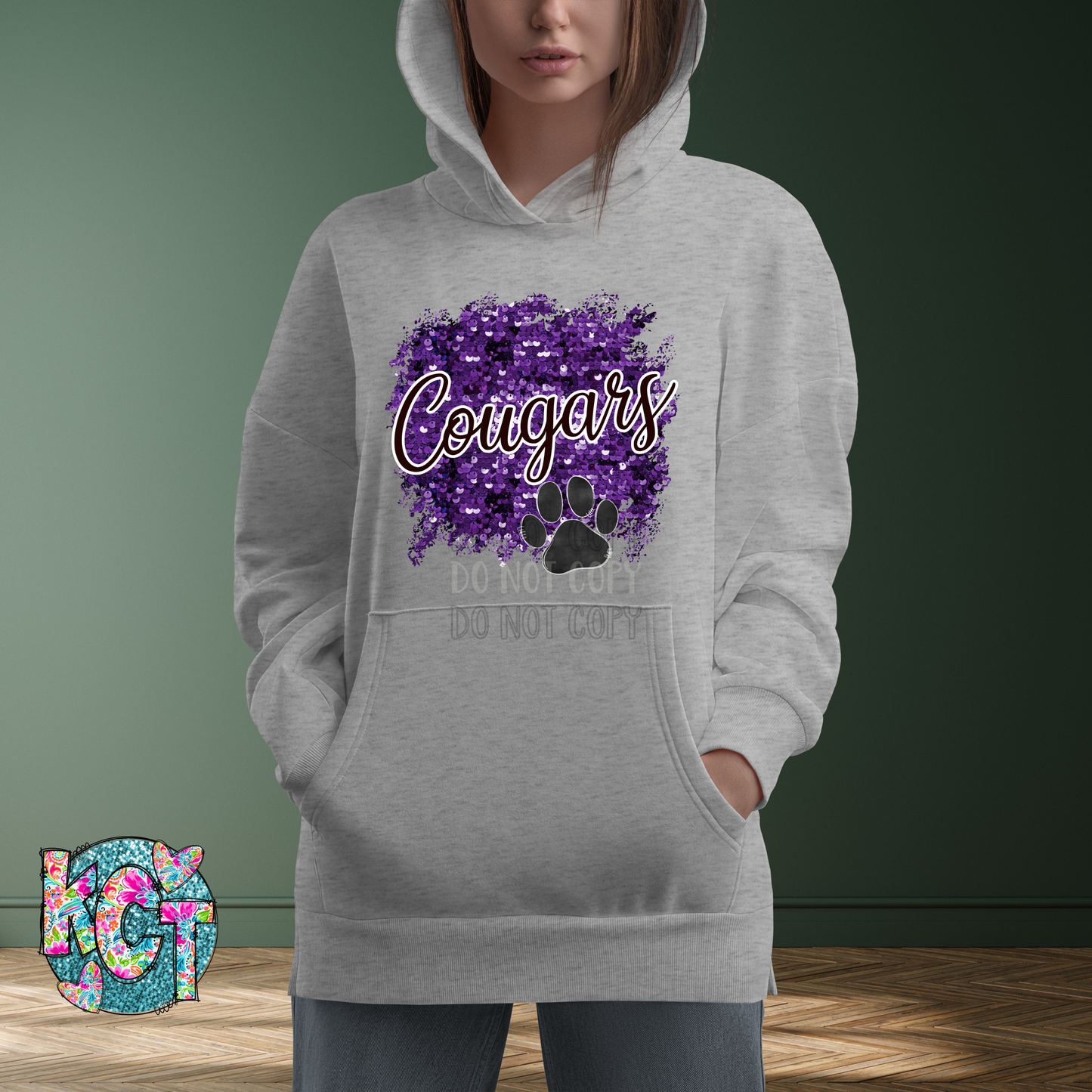 Cougars Sequin Purple PNG