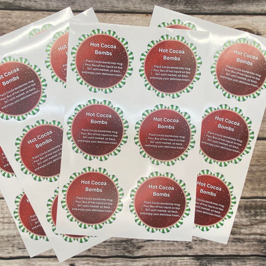 Hot Cocoa Bombs Peppermint style sticker