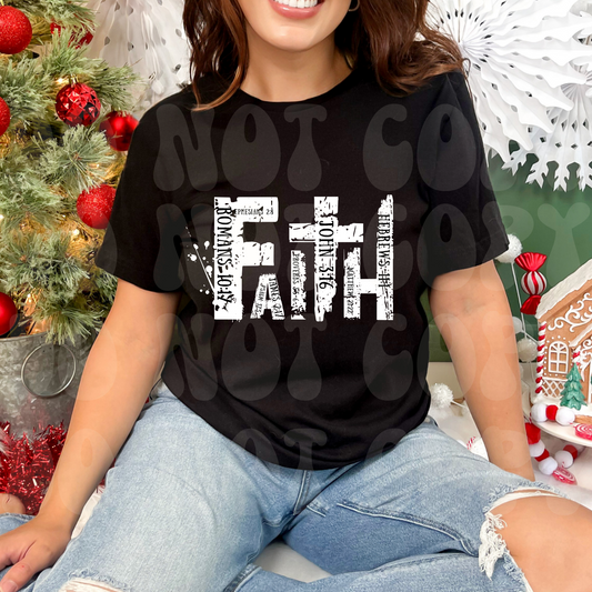 Faith with scripture white Dtf