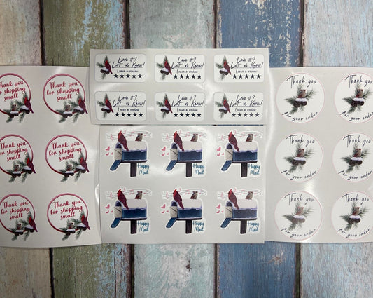 Winter Red Bird Packaging Sticker Sheets