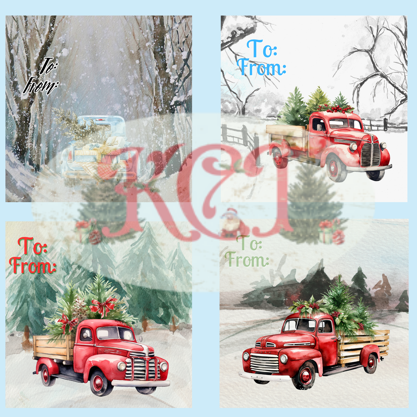 Christmas Truck Christmas Labels