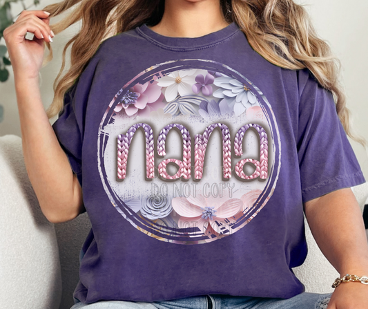 Nana purple and pink floral Dtf