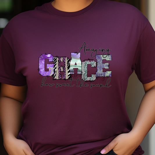 Amazing Grace Purple and teal leopard Dtf