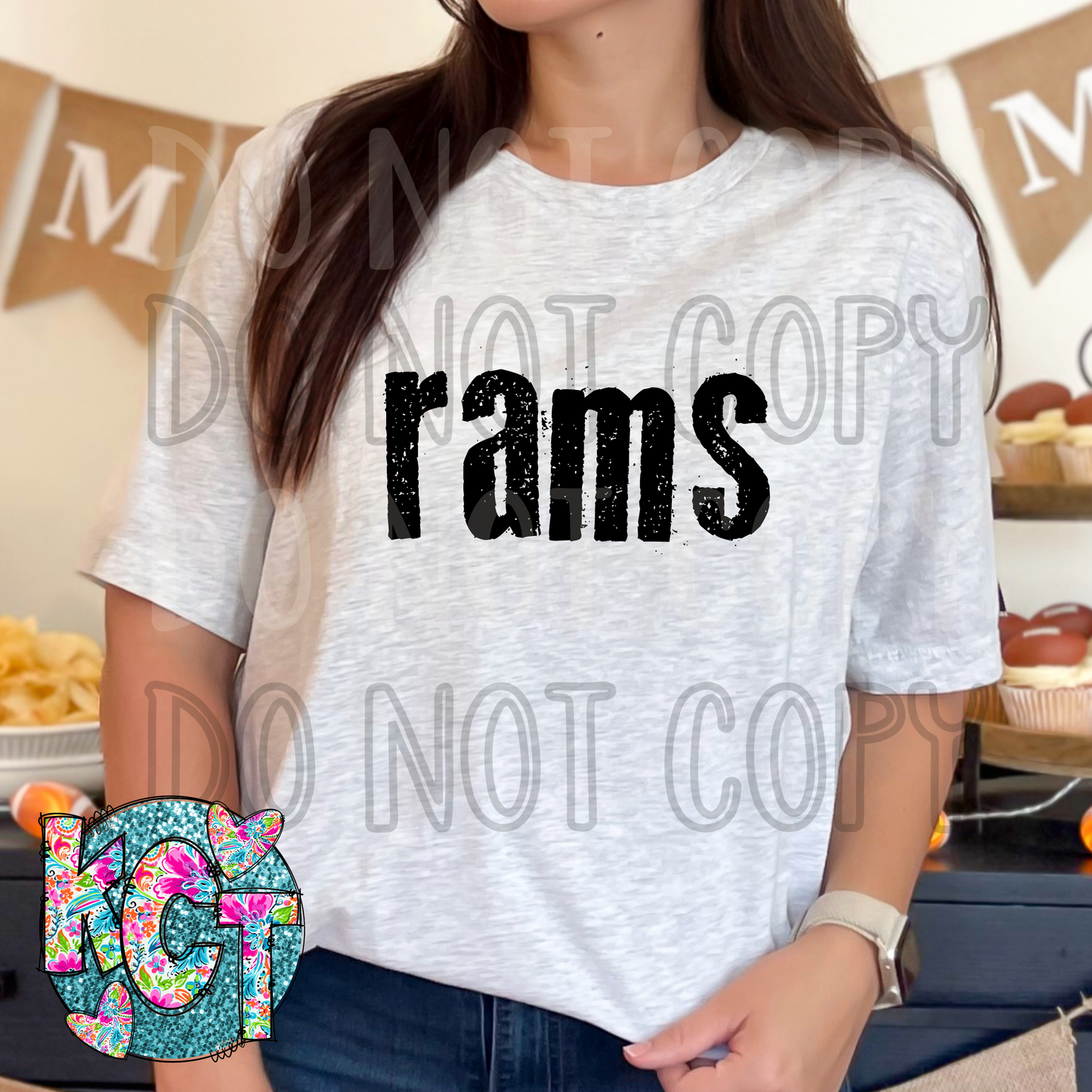 Rams Typography Mascot DTF