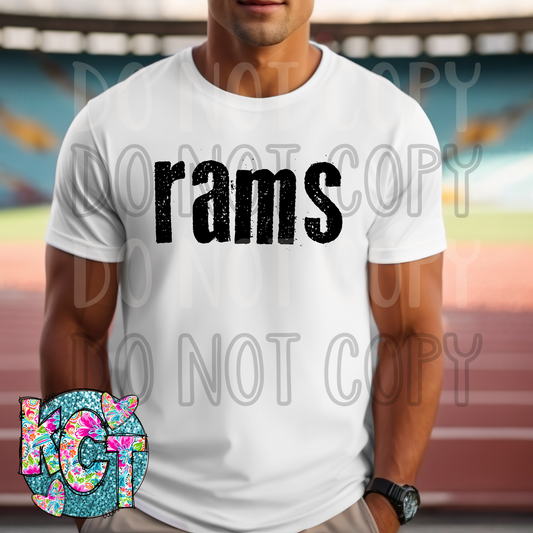 Rams Typography Mascot DTF