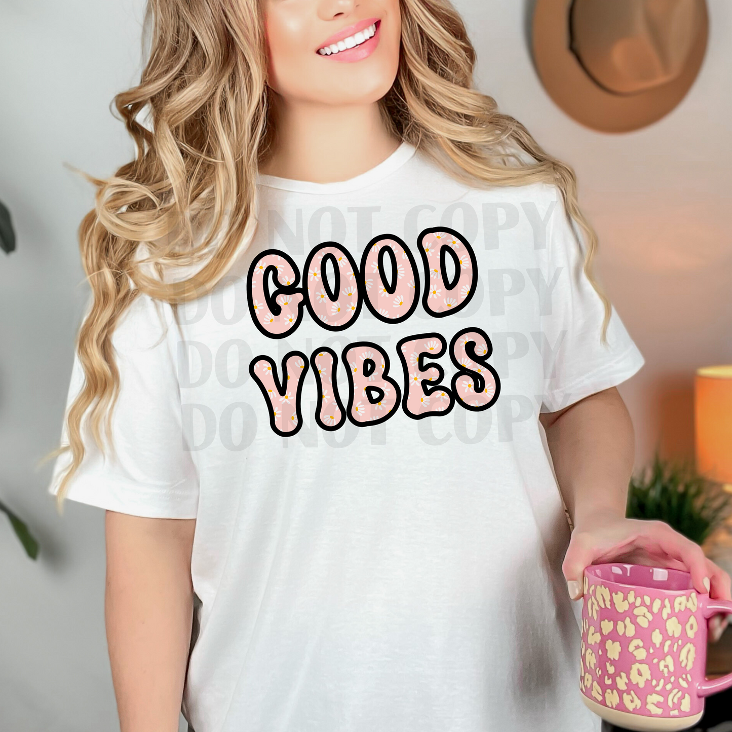 Good Vibes Pink Flower DTF