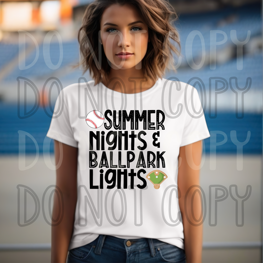 Summer Nights and Ballpark Lights Dtf