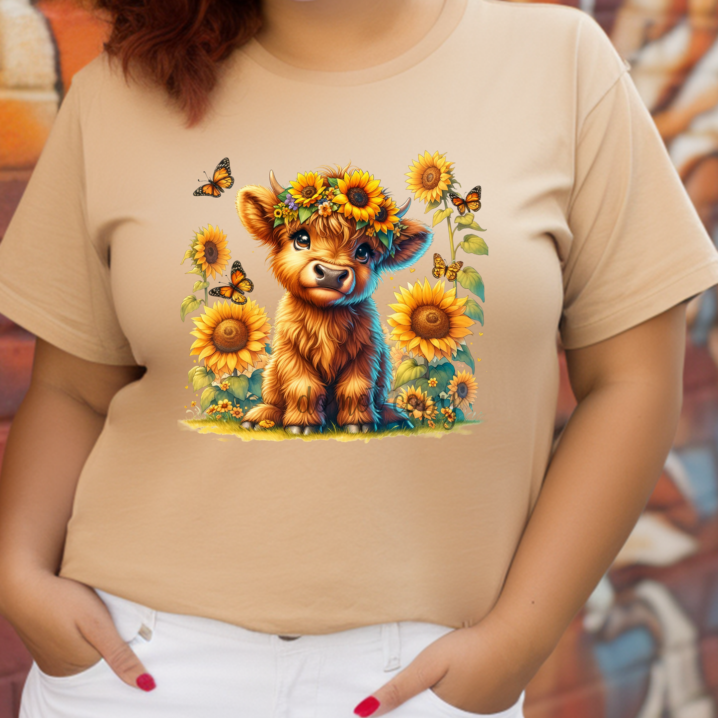 Sunflower Highland Cow Dtf