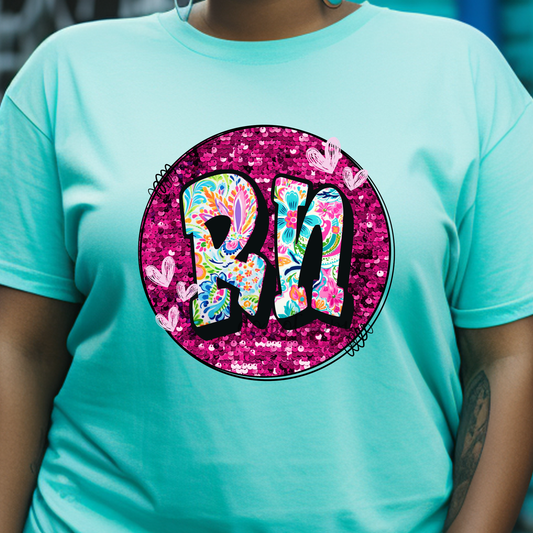 RN Doodle Glitter Pink Dtf