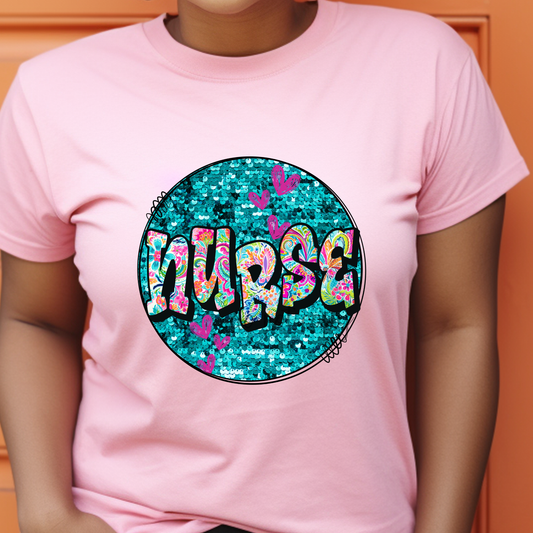 Nurse Doodle Glitter Dtf