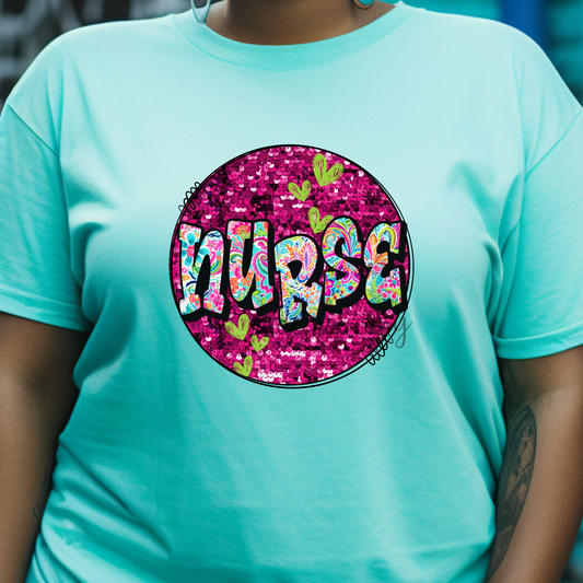 Nurse Doodle Glitter Pink