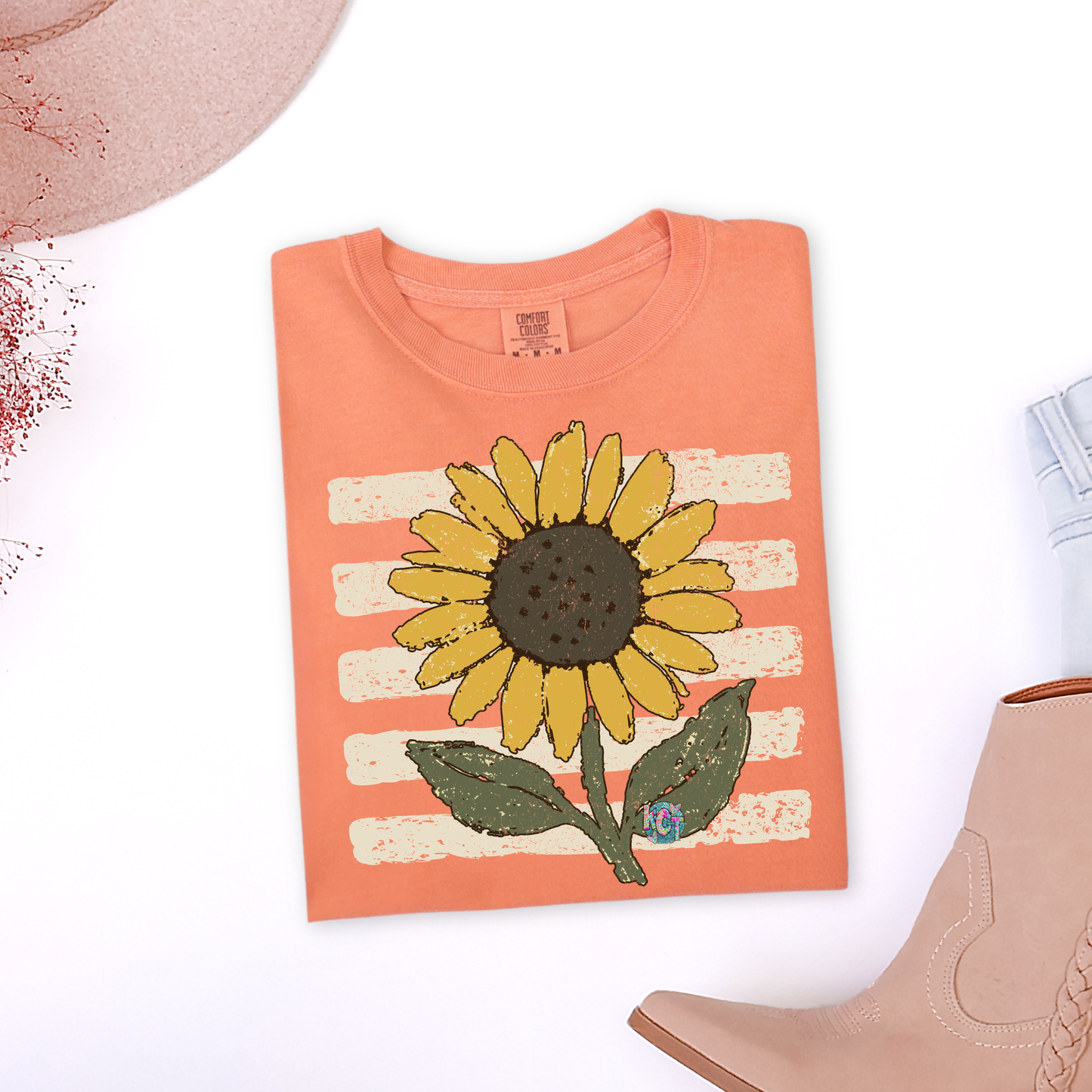 Sunflower and stripes DTF