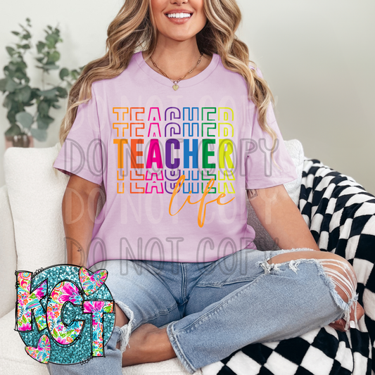 Teacher Life stacked DTF