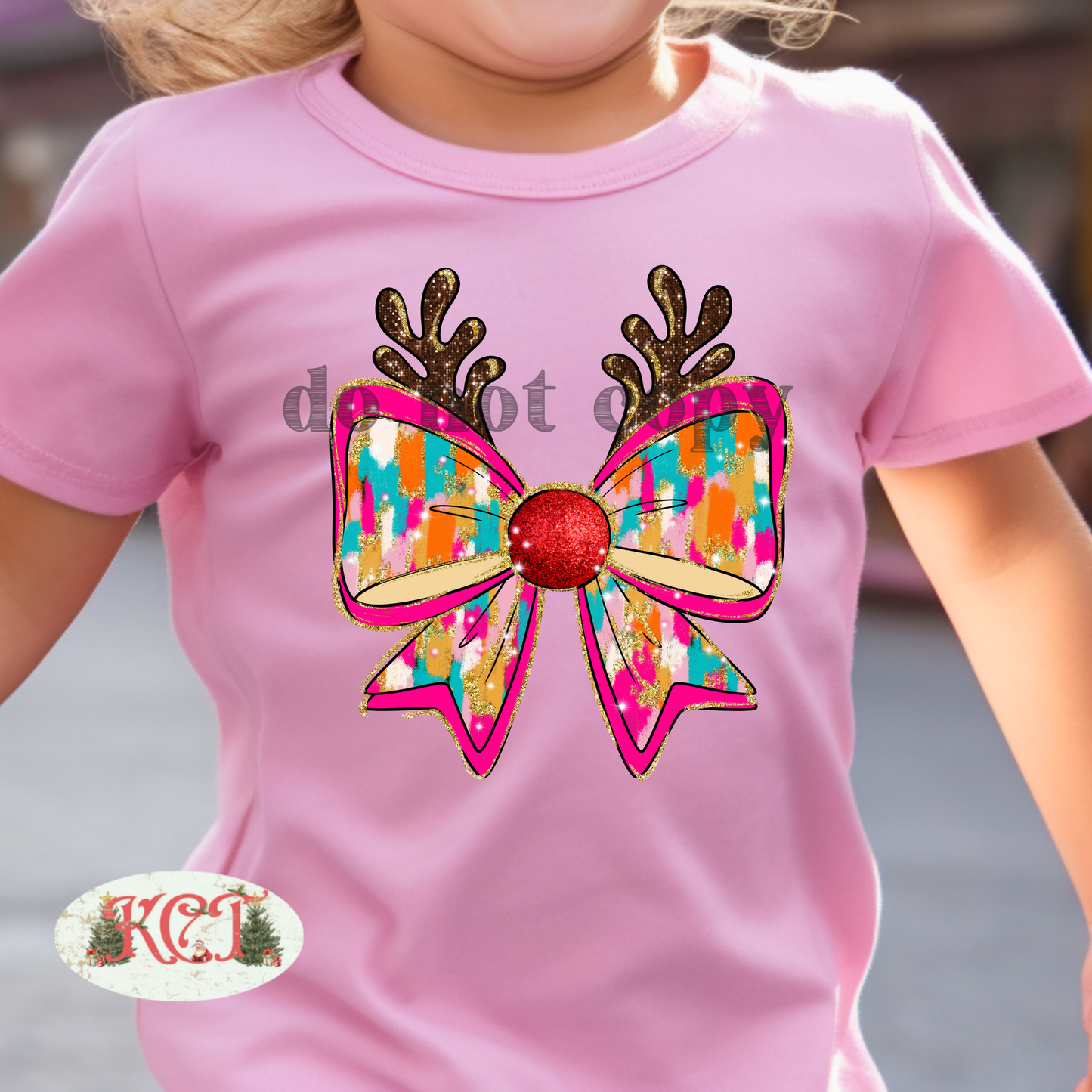 Reindeer Bow Multicolor brushstroke DTF