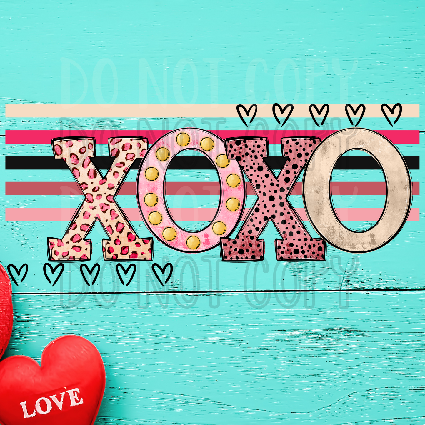 XOXO lines Valentines Day DTF