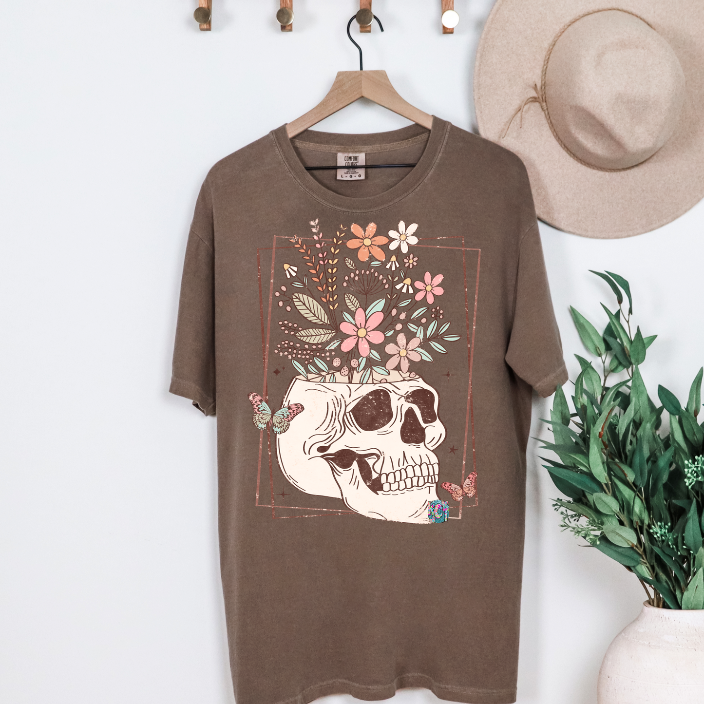 Skull flowers boho DTF
